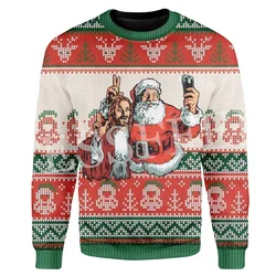 Santa Claus Pets Cotton Christmas Funny Knitted Ugly Sweater Vintage Winter Casual Harajuku Pullover Retro Long Sleeve 3DPrint P