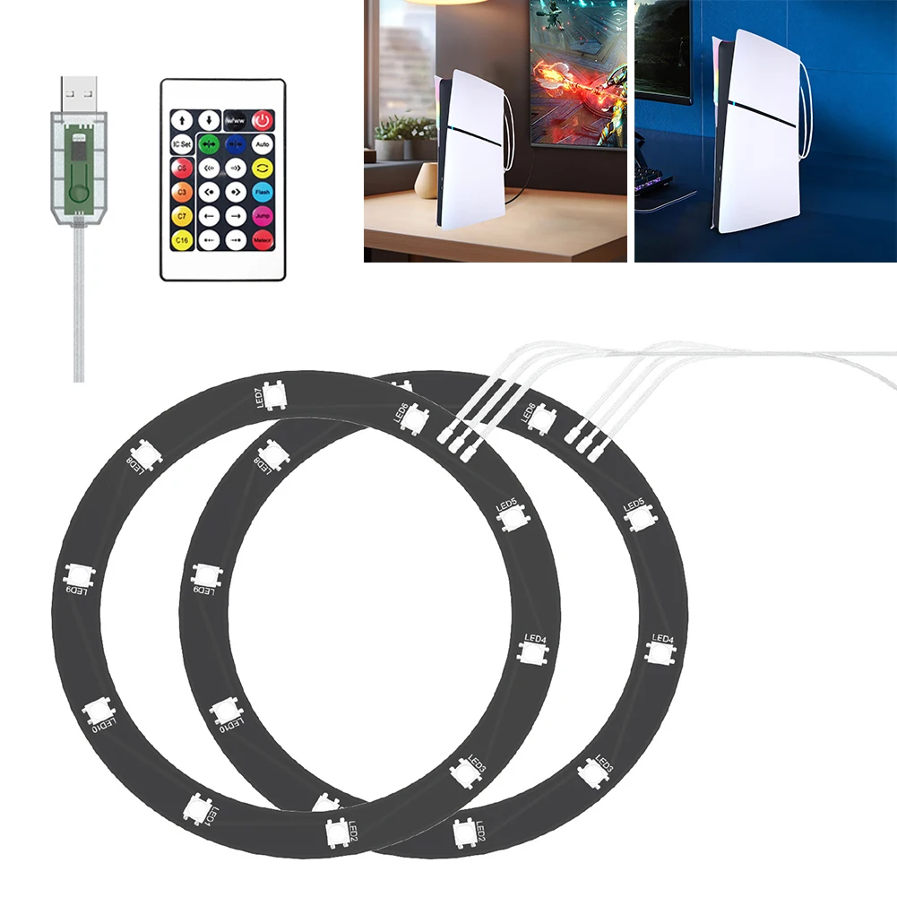 

RGB LED Light Strip for PS5/PS5 Slim Console RGB Led Strip Light Ring Kit Decal Decoration Accessories RGB Atmosphere