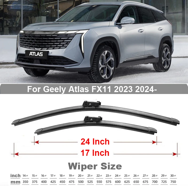 TONLINKER Car Windscreen Wiper Blades For Geely Atlas FX11 Boyue L 2023 2024- Accessories Front Rear Wiper Blade Brushes Cutter