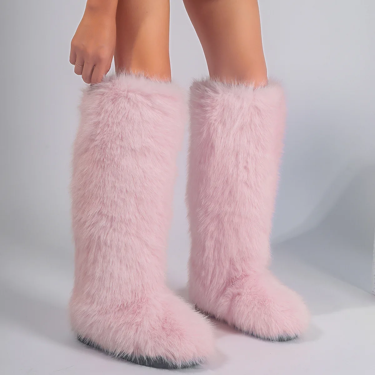 

2025 New High Knee Women's Warm Imitation Fox Y2K Fur Snow Boots