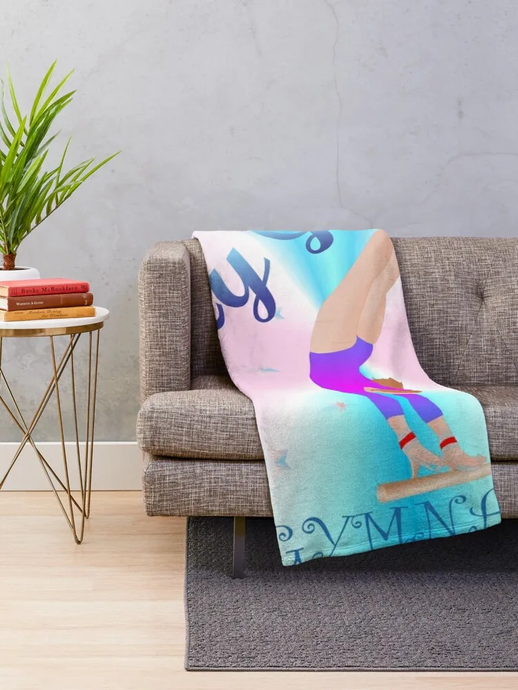 Gymnastics - Fly Girl with Background Throw Blanket Summer Luxury Designer Decorative Sofas Blankets