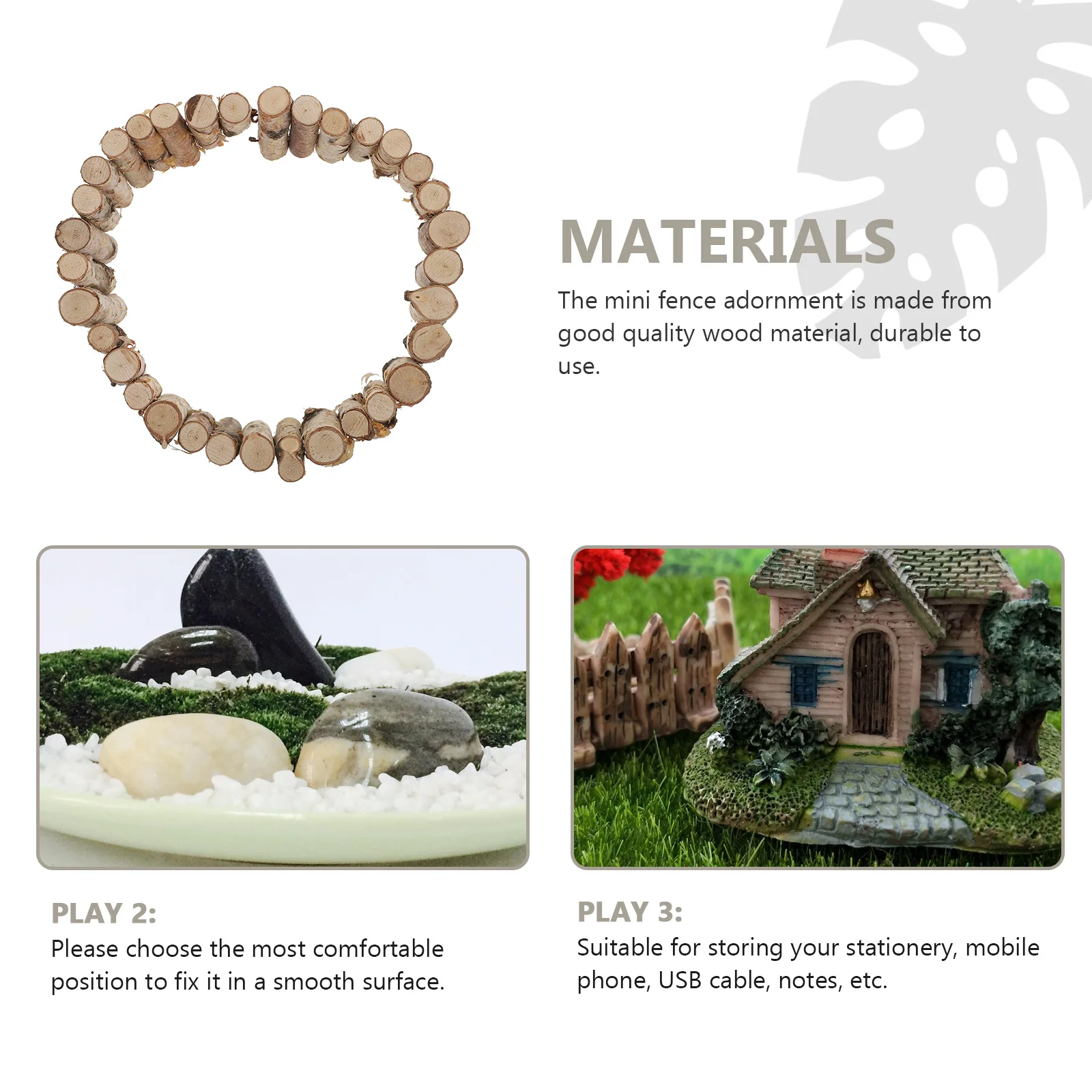 

1pc Mini Wooden Fence Durable Garden Adornment For Fairy Plant Pot Moss Lawn Table Gift Wood Ornament Fence Accessory