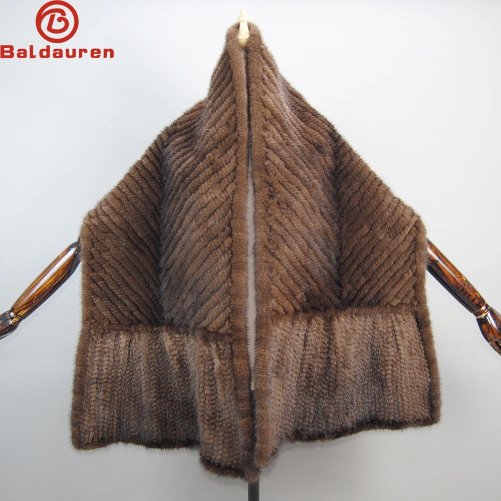 New Winter Women Long Knitted 100% Genuine Mink Fur Scarf Shawl Natural Warm Mink Fur Muffler Lady Quality Real Mink Fur Scarves