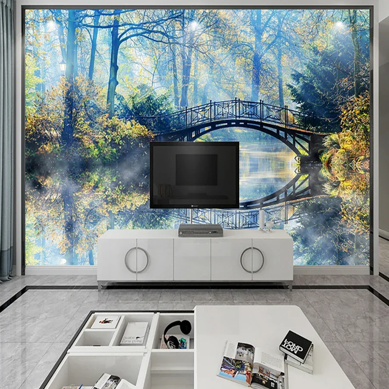 

3D Wallpaper Early Morning Sun Woods Arch Bridge Scenery Photo Wall Murals Living Room Bedroom Backdrop Decor Wall Cloth Fresco