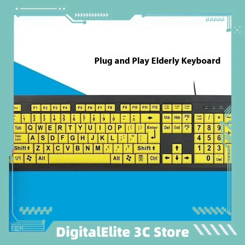 Wired Keyboard Usb Specially Designed For Special Populations  Low Vision Children The Elderly People Using Bold Large Font Keys