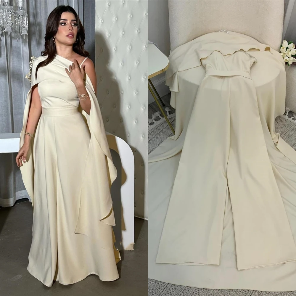 

Customized Jiayigong High Quality Evening Jersey Beading Draped Cocktail Party A-line Off-the-shoulder Bespoke Occasion Gown Lo