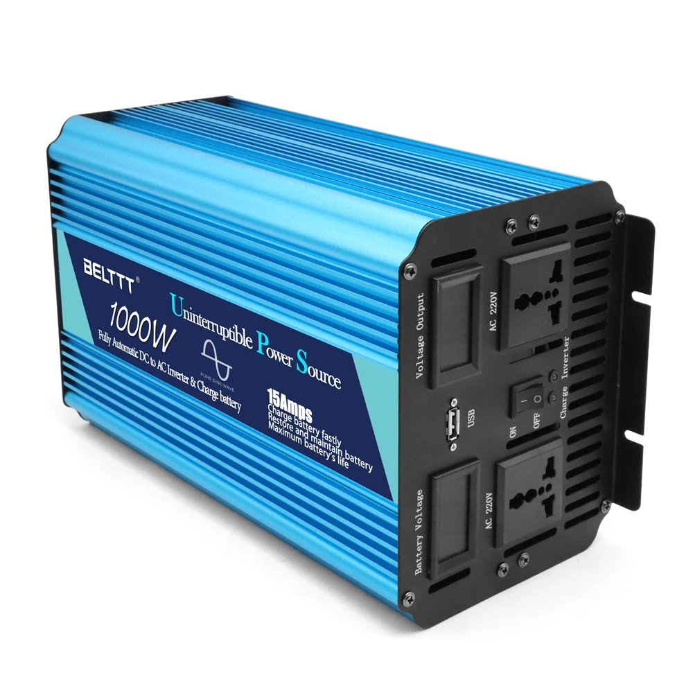 1000W UPS Backup Battery Charger Pure Sine Wave Inverter 12V 24V DC TO 220V Car Power Inverter Converter Charge