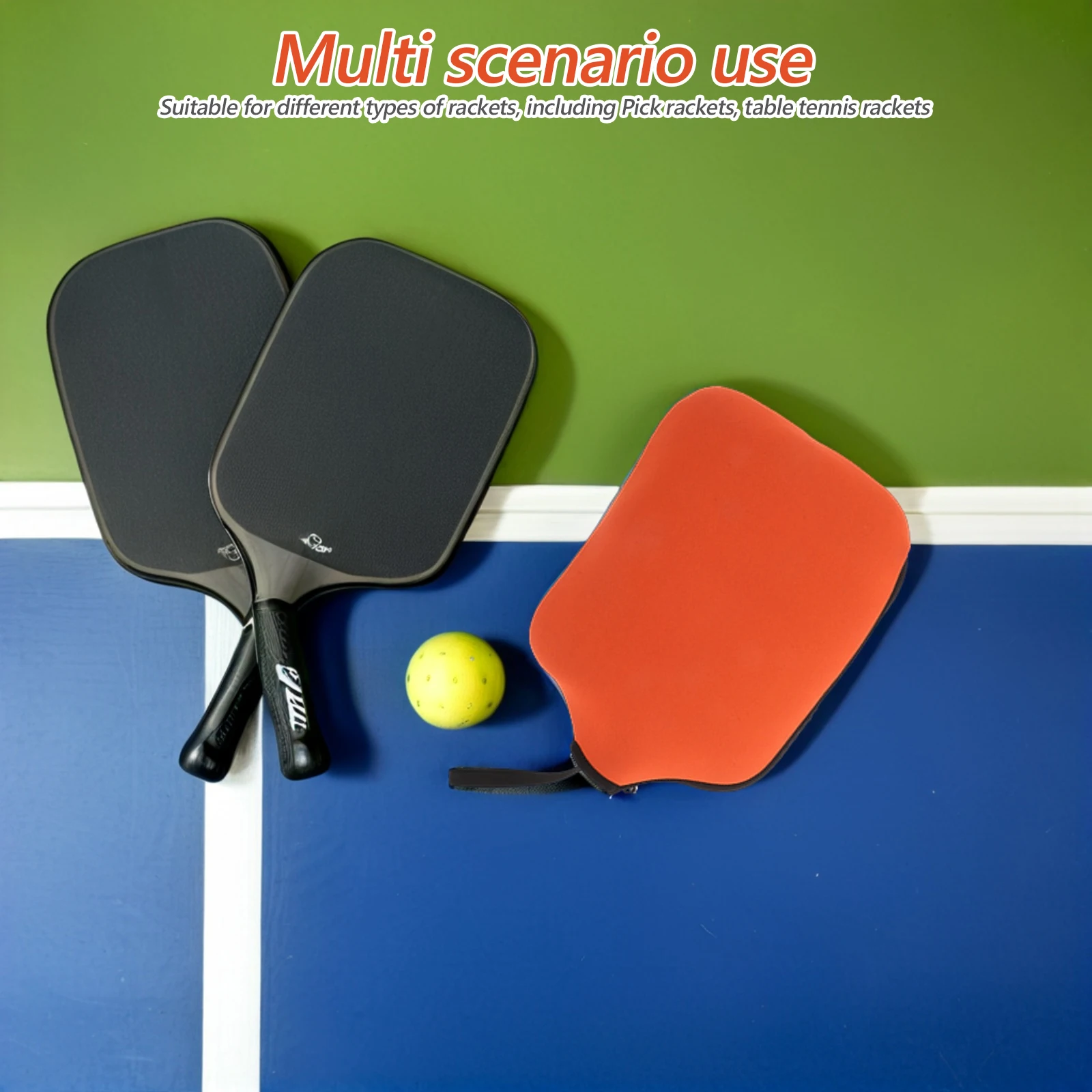 2 pezzi Copri racchette per palline Arancione Multifunzionale leggero Pickleball Custodie protettive per tavolo da tennis Borse portaoggetti Giocattolo sportivo