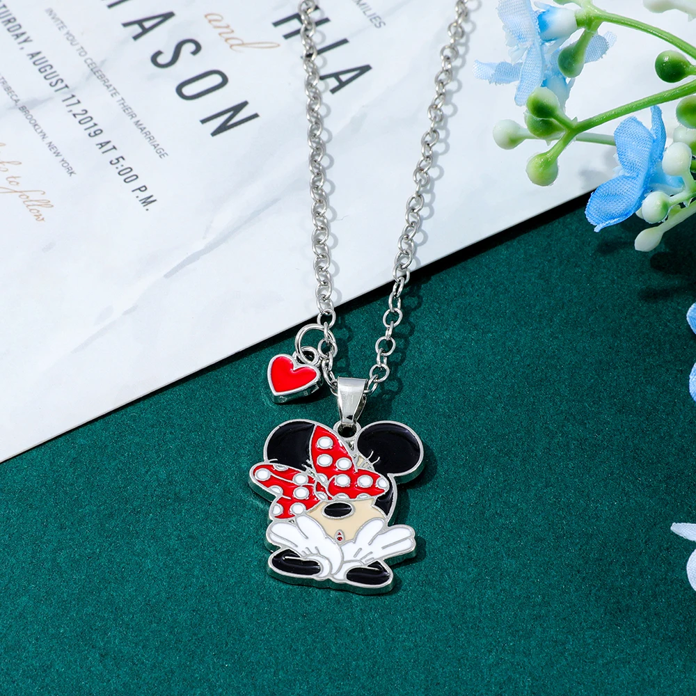 Collier pendentif en forme de dessin animé Mickey Mouse, chaîne de pull, accessoire pour garçons et filles, jouet pour enfants, cadeau