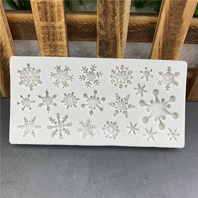 Snowflake Silicone Mold Fondant Cake Decorating Tools Sugarcraft Candy Clay Mold Cookie Cupcake Chocolate Baking Mold