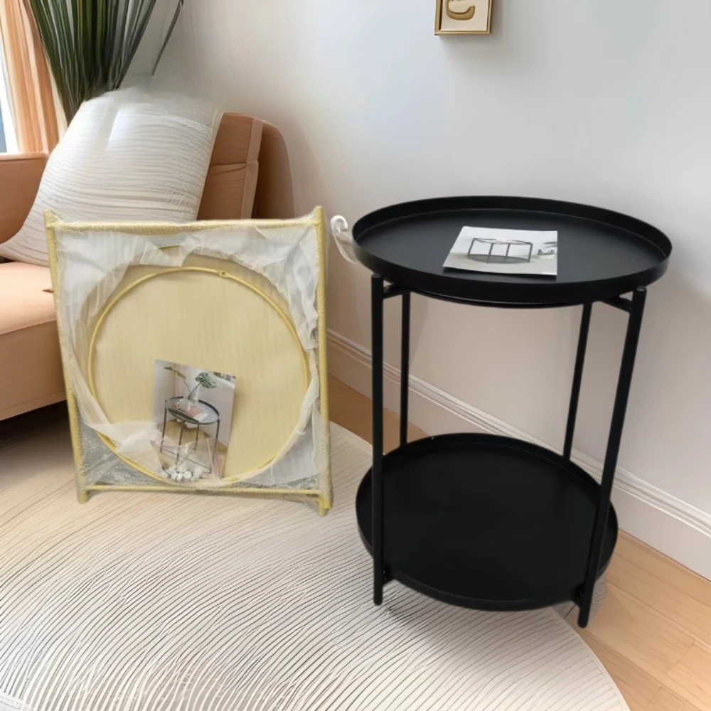北欧風ラウンドサイドテーブル、メタルフレームコーヒーテーブル、ベッドサイドトレイテーブル、ホームリビングルーム用