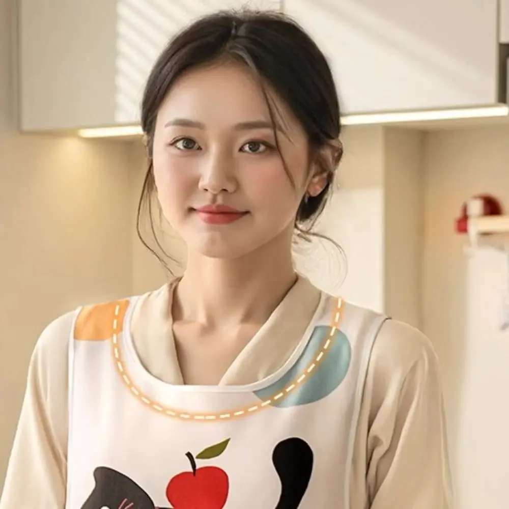 

Cartoon Waterproof Apron Professional Polyester Oil Proof Apron with Pocket with Hand Towel Cooking Vest Apron Restaurant