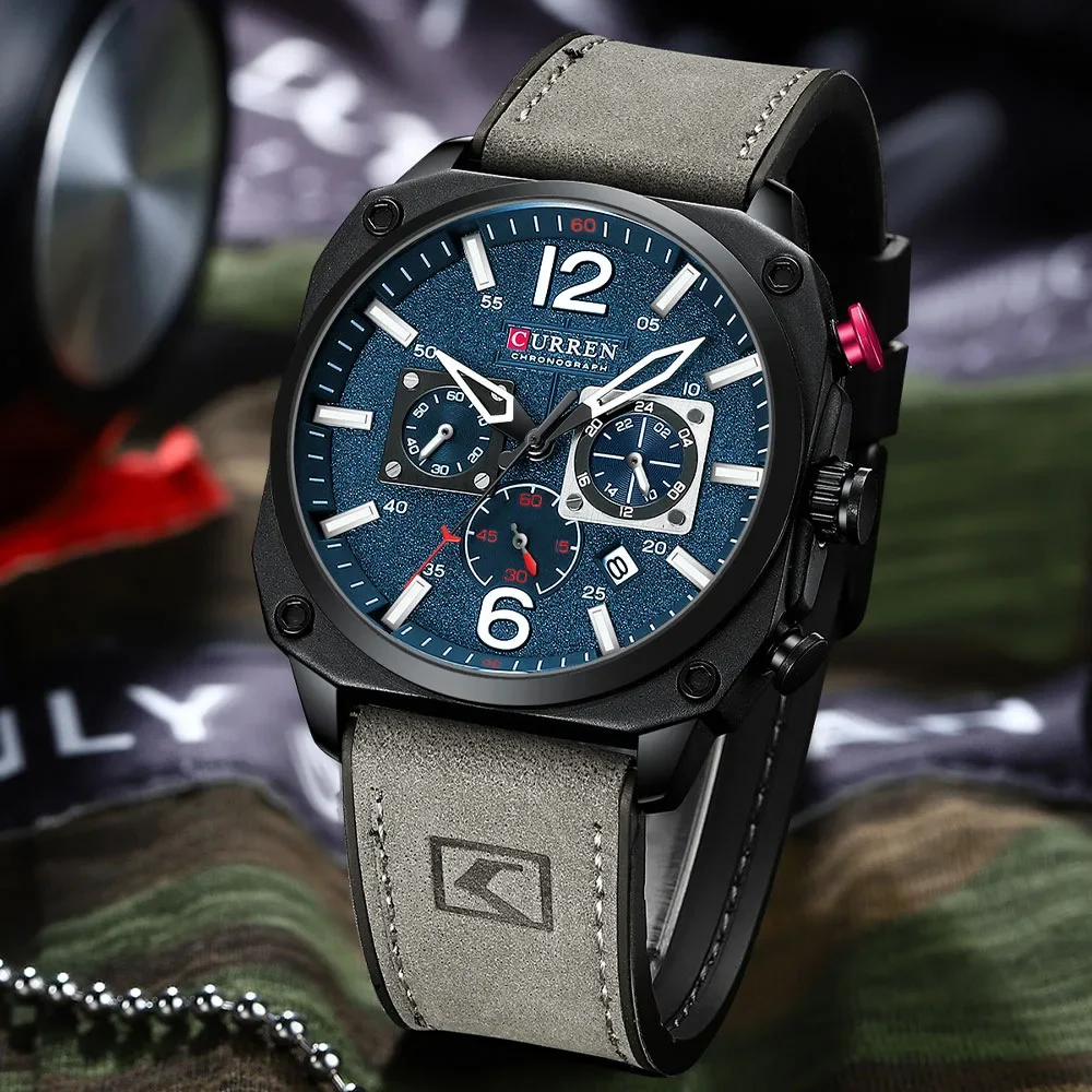 Fashion Business Men's Watch Three Eyes Six Pins Multifunctional Waterproof Calendar Chronograph Quartz Watch Automatic Watch