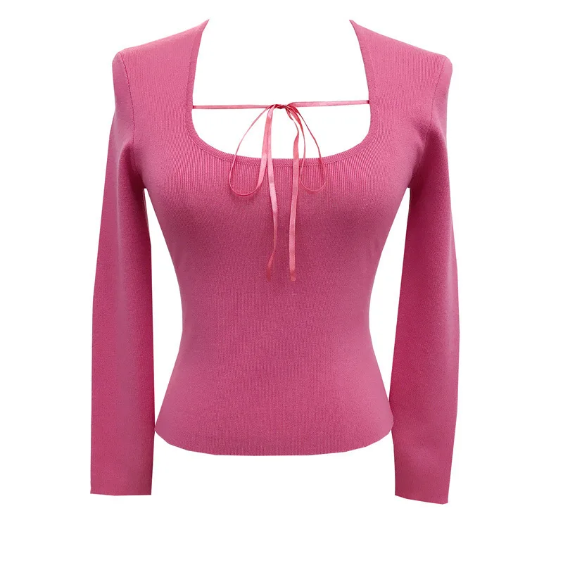 7606 النمط الأمريكي ربطة عنق على شكل حرف U سليم صالح التخسيس 8/10 كم عالية تويست القطن تمتد غير تشوه محبوك الأعلى للنساء