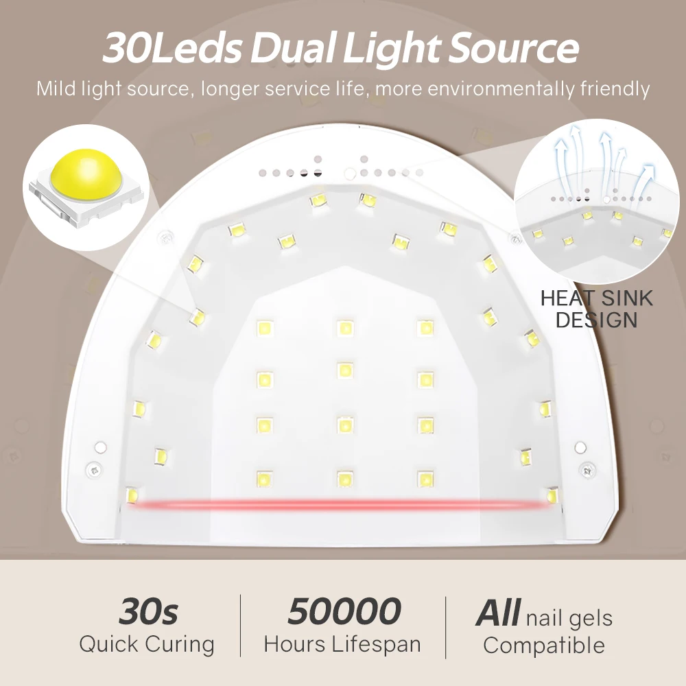 손톱용 UV LED 램프, 손톱 젤 매니큐어 램프, 네일 살롱 도구, 4 타이머 설정, 30 LED 네일 드라이어, 48W