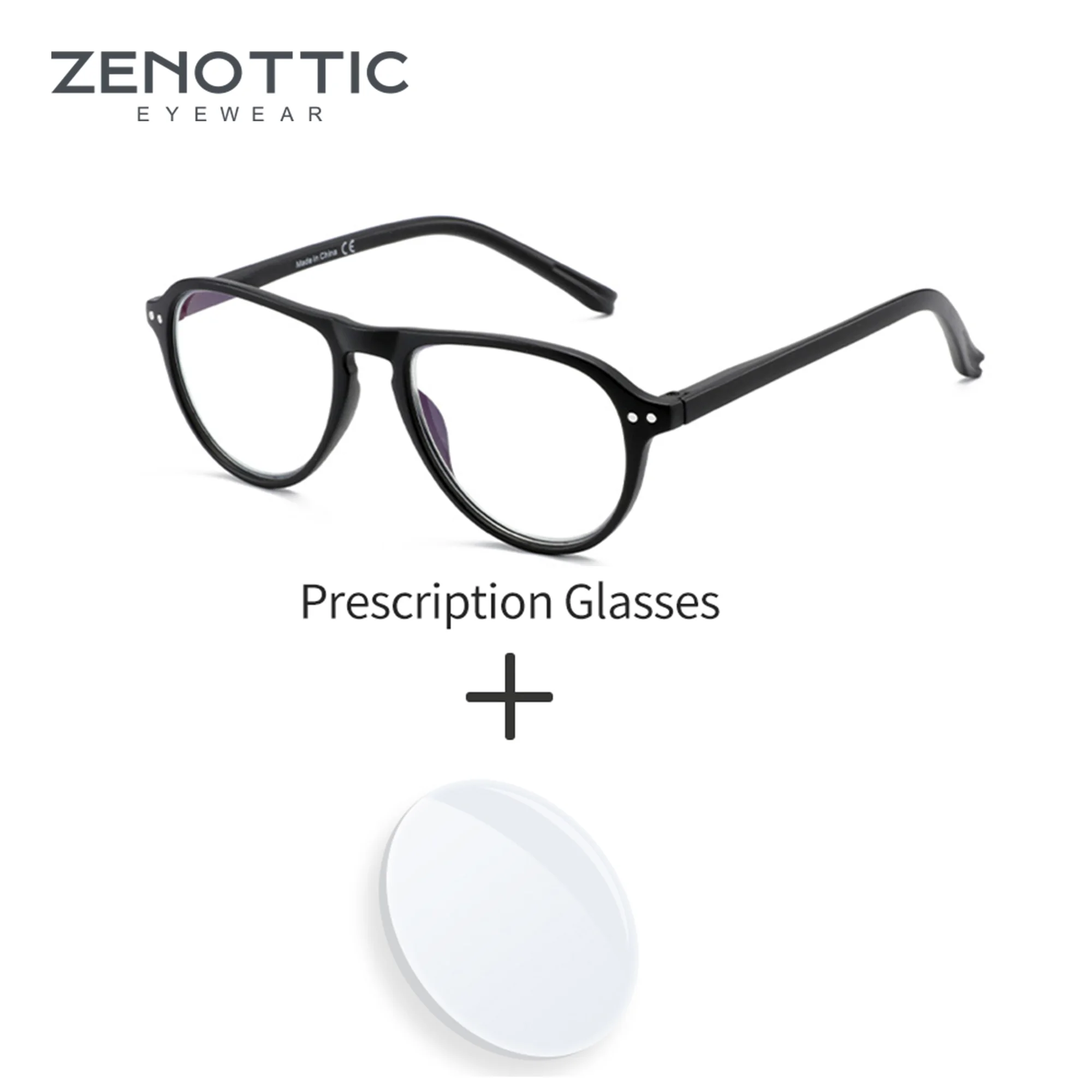 ZENOTTIC  Fashion Aviator Prescription Eyeglasses Men Full-Rimmed Eyewear Women Myopia Hyperopia Progressive Anti-Blue Light