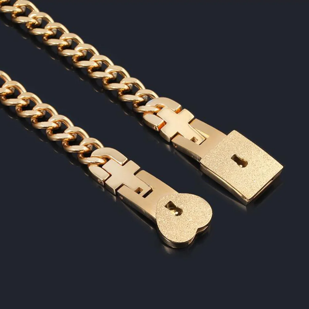 

1Pair Lock Key Couple Bracelet Stylish Durable Hand Chain Chic Bangle Daily Wear Accessory Unique Gift For Lover Family Friend