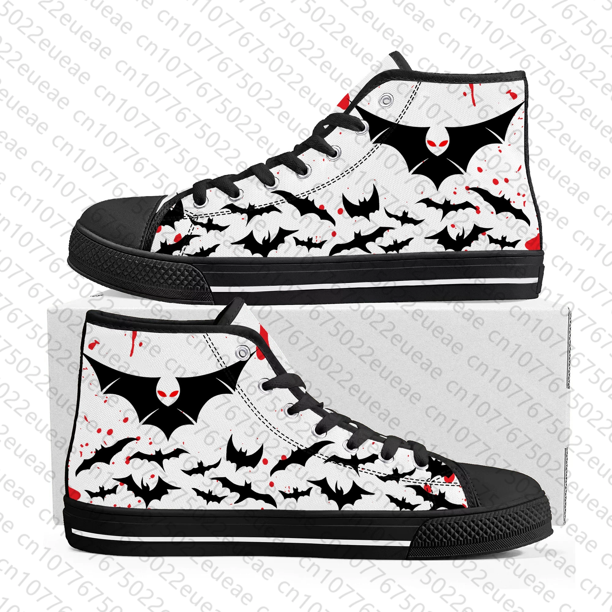 Robert Pattinson Logo Vampire Bat Wing High Top Sneakers Mens Womens Teenager Canvas Sneaker Casual Couple Shoes Custom Shoe