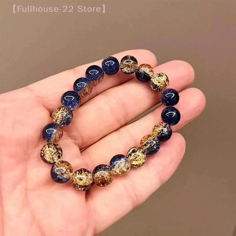 【MAX-22】1Pcs Black Coloured Elastic Beaded Bracelet Fashion Temperament Light Luxury High-grade Popular Couple Jewelry Chain