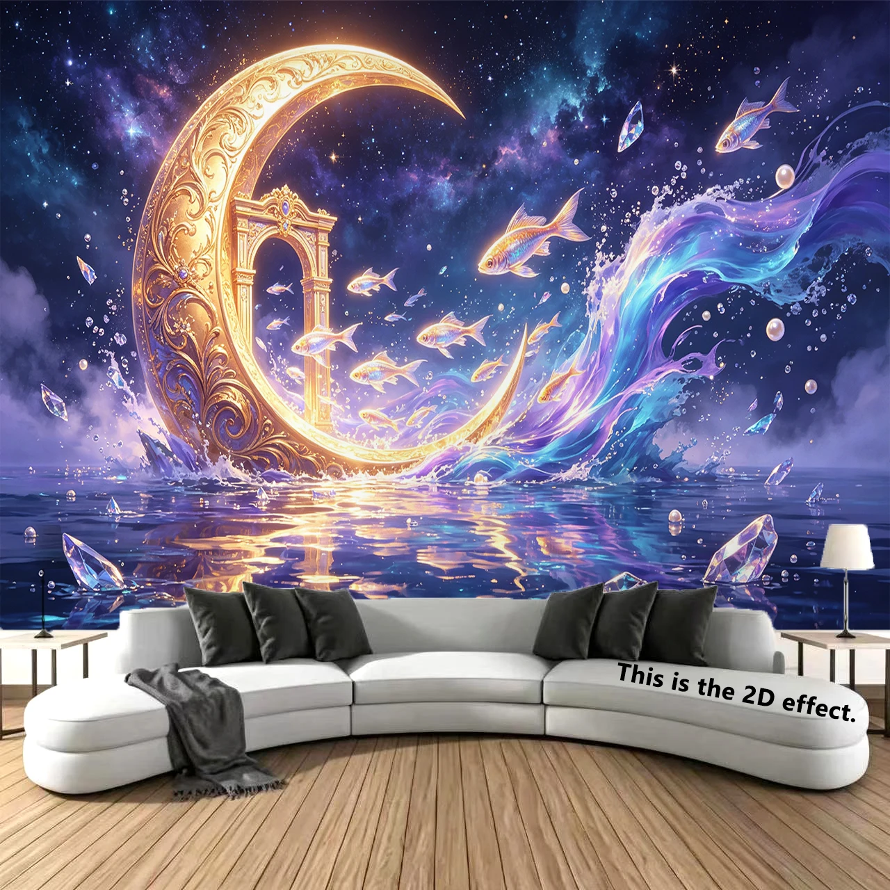 Magical Moonlit Ocean Background Cloth Hanging Cloth Bedroom Bedside Decorative Wall Cloth Dormitory Tapestry
