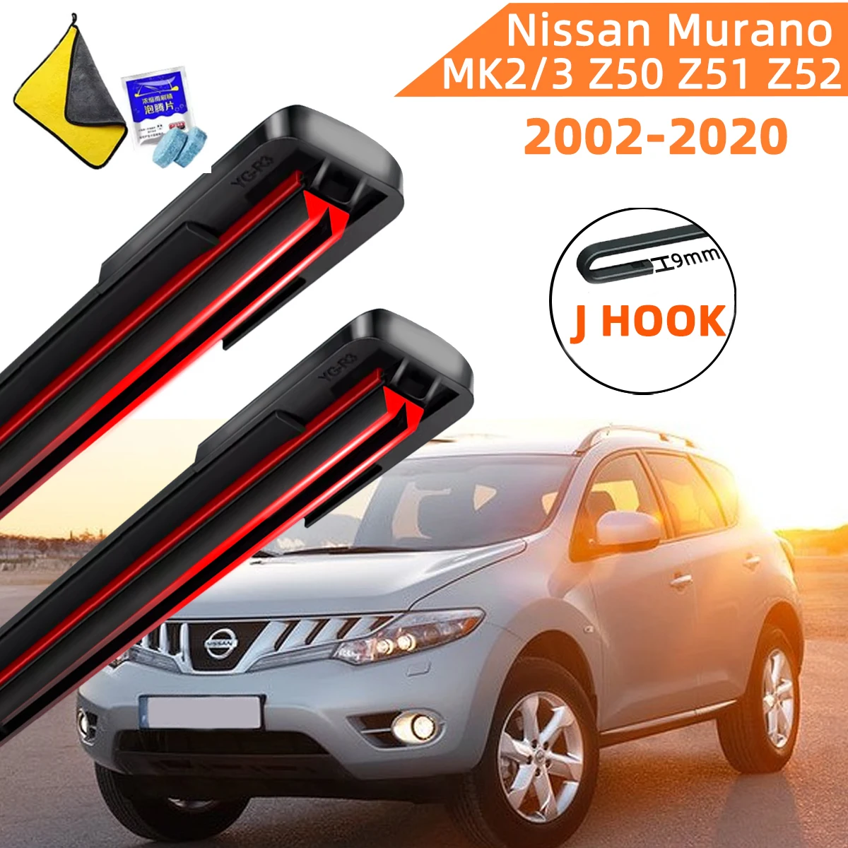 

Double Rubber Car Wiper for Nissan Murano MK2 MK3 Z50 Z51 Z52 Front Blade Brushes Cutter Automobiles Accessorie Windscreen Wiper