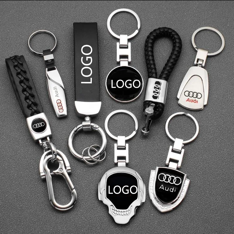 3D Car Styling Metal/Leather Key Rings Keychain For Audi Suzuki Toyota Ford VW Peugeot Hyundai SEAT Bmw Auto KeyChain Accessorie