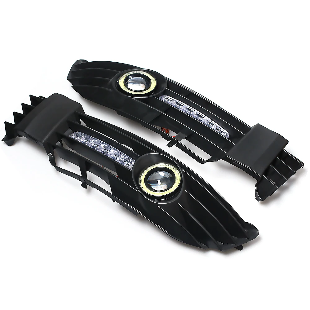 1 Pair Angel Eye Daytime Running Light Car Front Fog Lights Grille With LED Light Lamp For Passat B5 B5.5 2000-2005