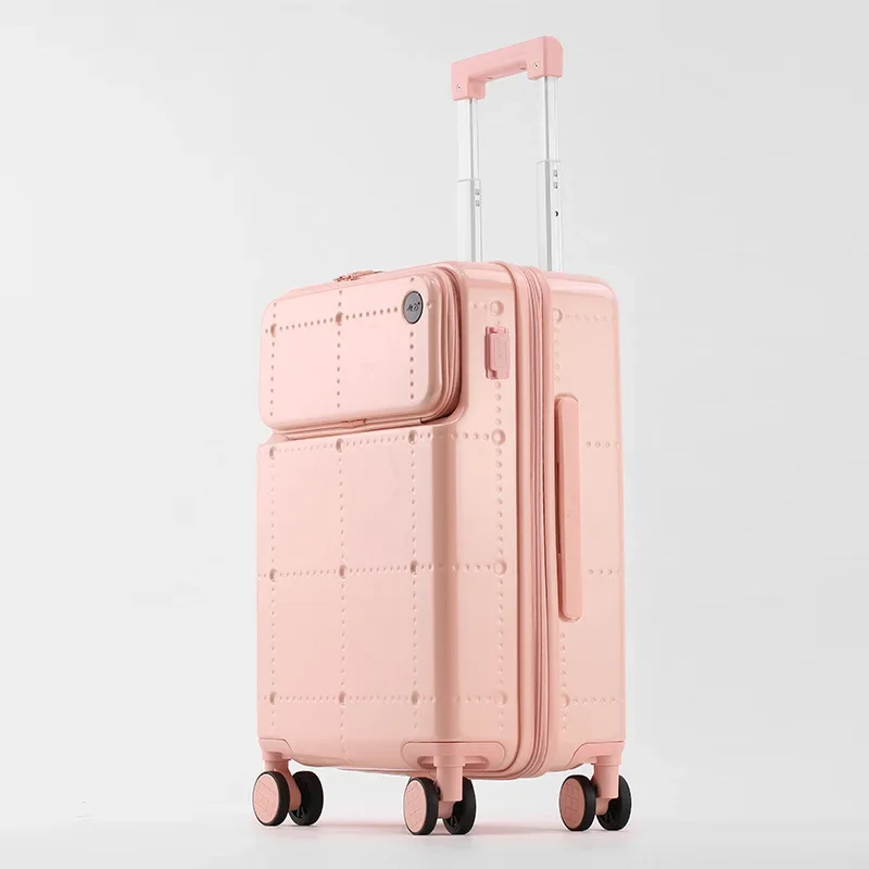 Front Opening Travel Luggage Lightweight Zipper Rolling Wheel Rolling Luggage Case Combination Lock Trolley Luggage Bag