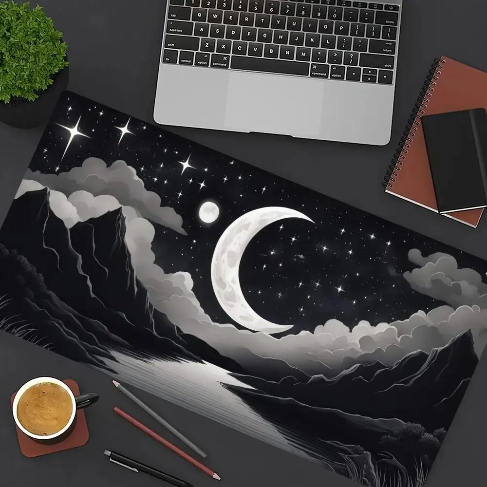 

Moon Mountain New Mouse Pad Large Computer Office Game Table Mat XXL Rubber Anti-slip Stitched Edge Keyboard Mats Long Desk Pads