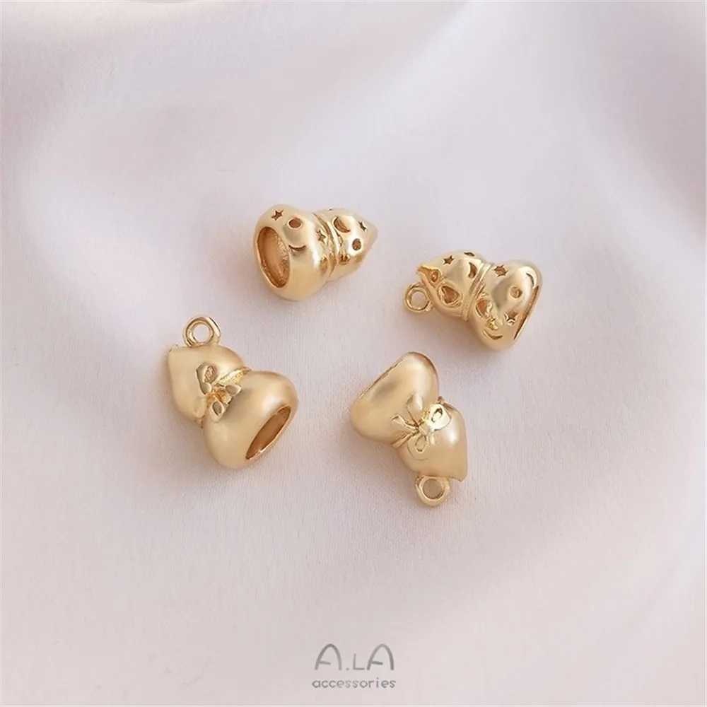 

Color-presuming 14K Gold Hollow Star and Moon Gourd Pendant Handmade Diy Bracelet Necklace Ornaments Fulu Pendant Charms