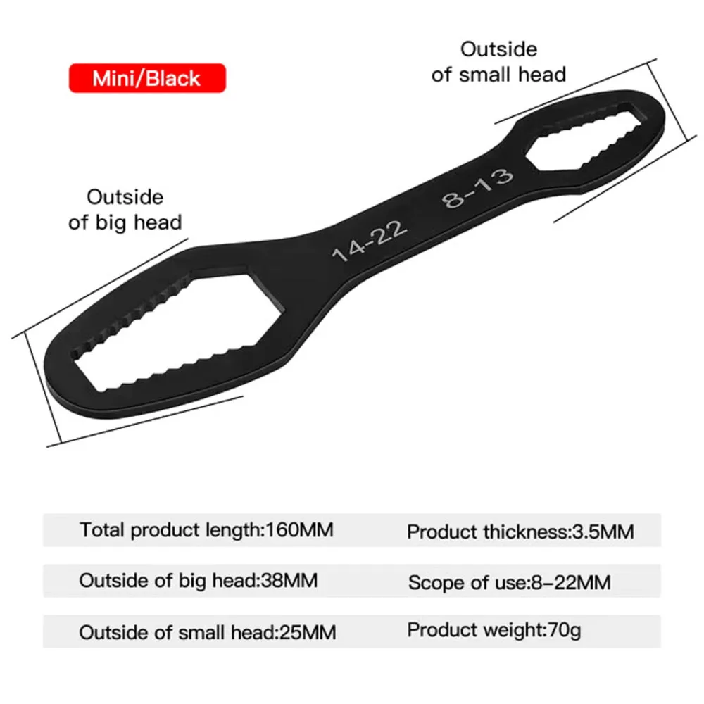 8-22mm 3-17mm Double End Universele Moersleutel Multifunctionele, Zelfspannende Moersleutel Reparatie Tools Double Ended Wrench