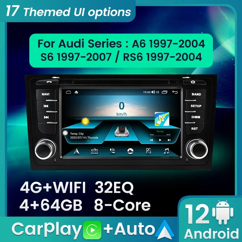 IPS Carplay android auto Car Radio For AUDI A6 1997-2004 AUDI S6 1997-2007 AUDI RS6 1997-2004 Multimedia car intelligent system