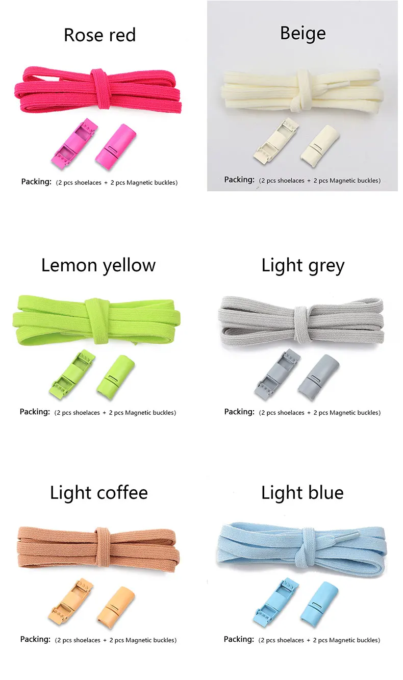 Magnetic Lock Shoelaces Elastic No Tie Shoe Laces Sneakers Shoelace For Kids and Adult One Size Fits All Shoes Shoestrings 1Pair