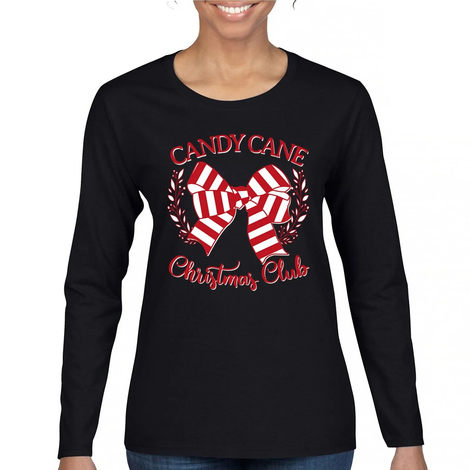 Candy Cane Christmas Club Women's Long Sleeve T-shirt Funny Xmas Holiday Spirit