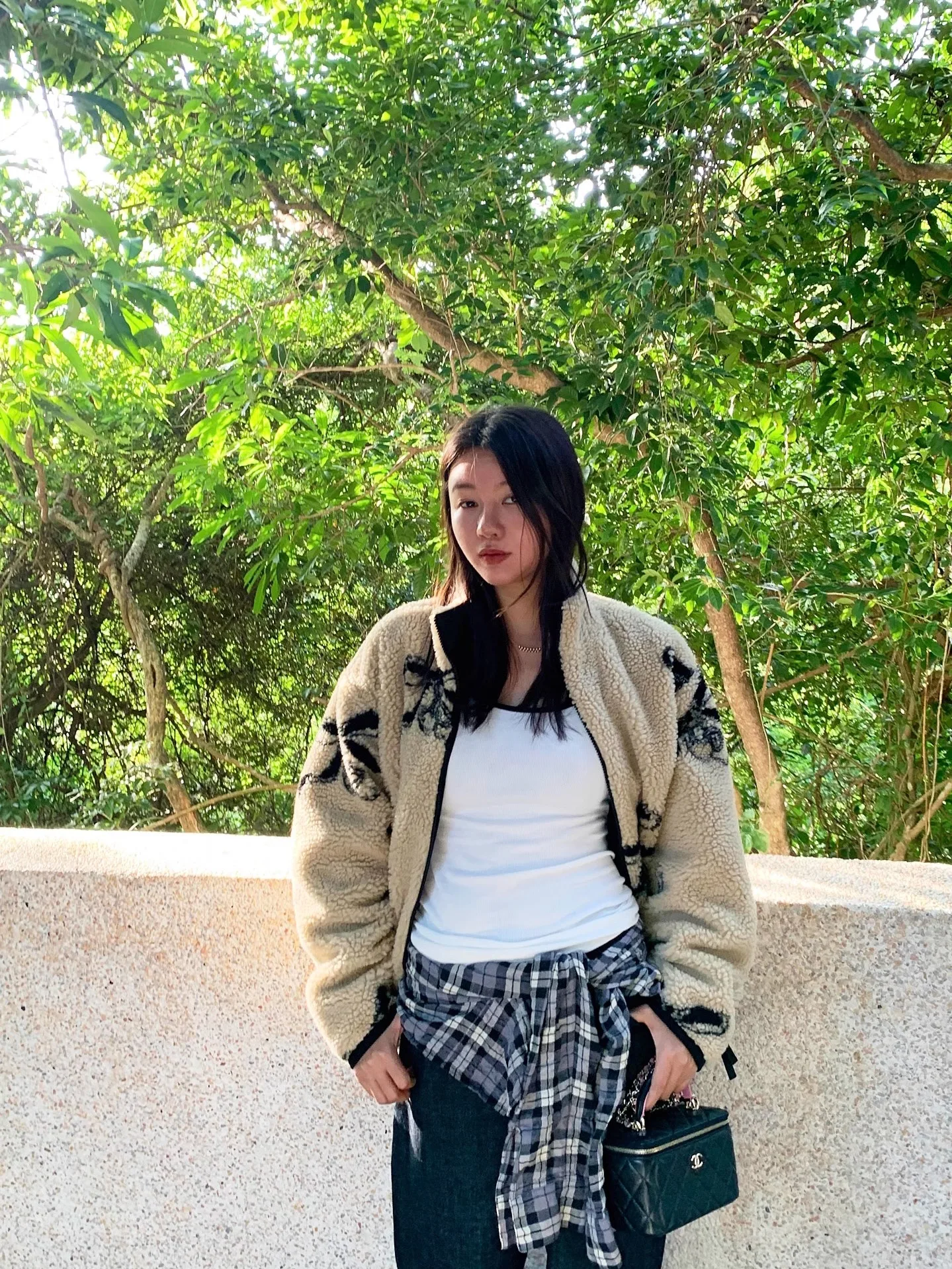 

LILUOP Knot Zipper Lamb Fur Jaet Loose Faion Thi Warm Winter Cotton Coat Stand Collar Medium Length