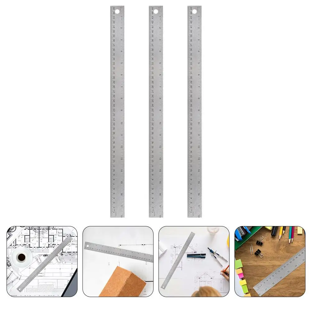 Cork Ruler Soft Backing Stainless Steel Measuring Rulers Ruler With Inches Centimeters Portable Accurate Students Drawing