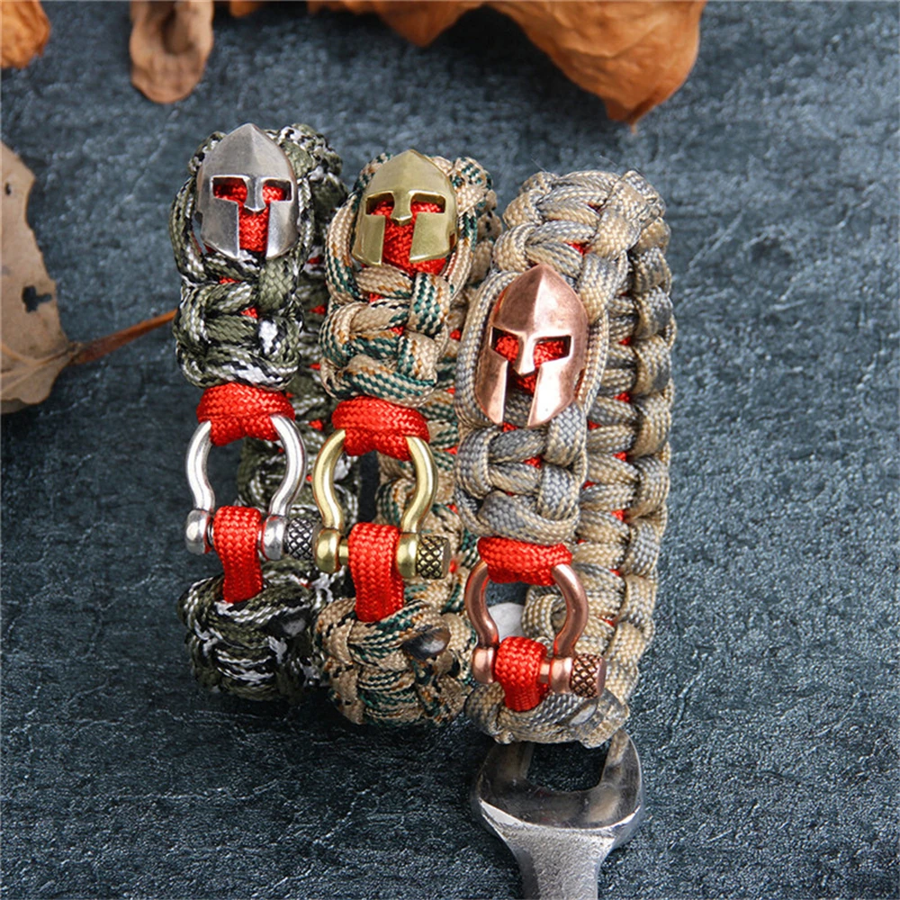 New Multifunctional Fashion Sports Knit Men's Bracelet Spartan Helmet Nylon Women Bracelet Survival Bracelet Hombres Pulsera