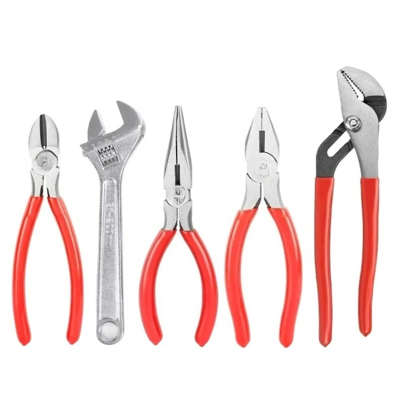 Household DIY Tool Set 5PCS Pliers Wrench with Hard Case Power Source Hand