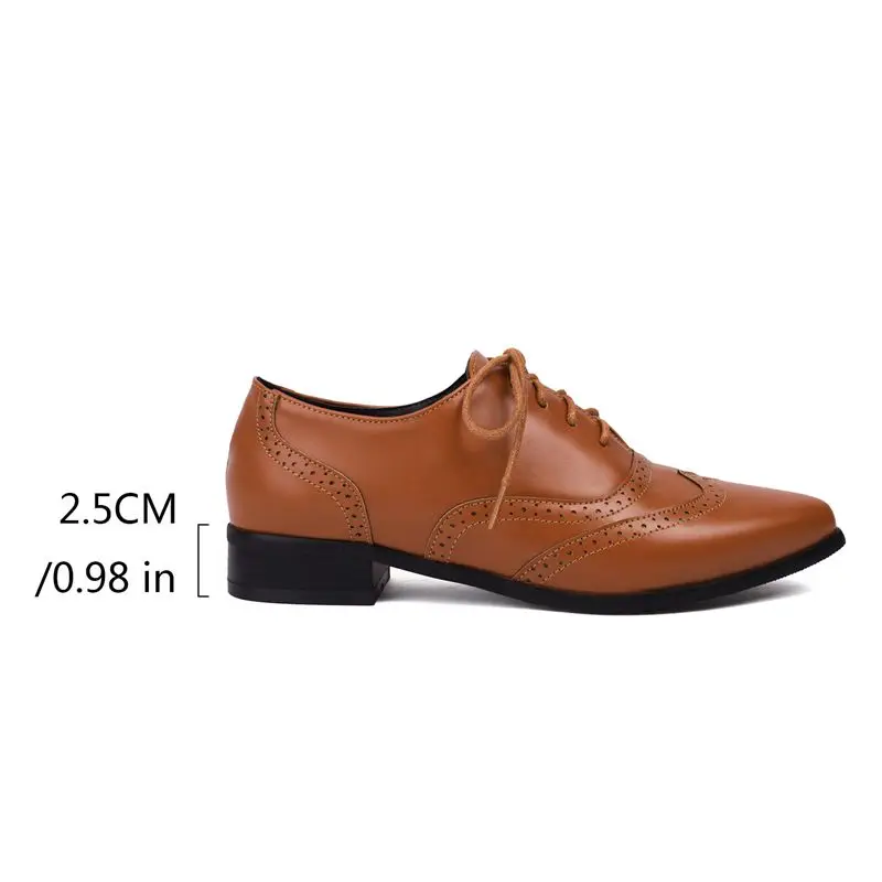 

ORCHA LISA Luxury Retro Women Flats Pointed Toe Lace Up Big Size 41 42 43 Fashion Daily Soft Leisure Female Brogue Shoes