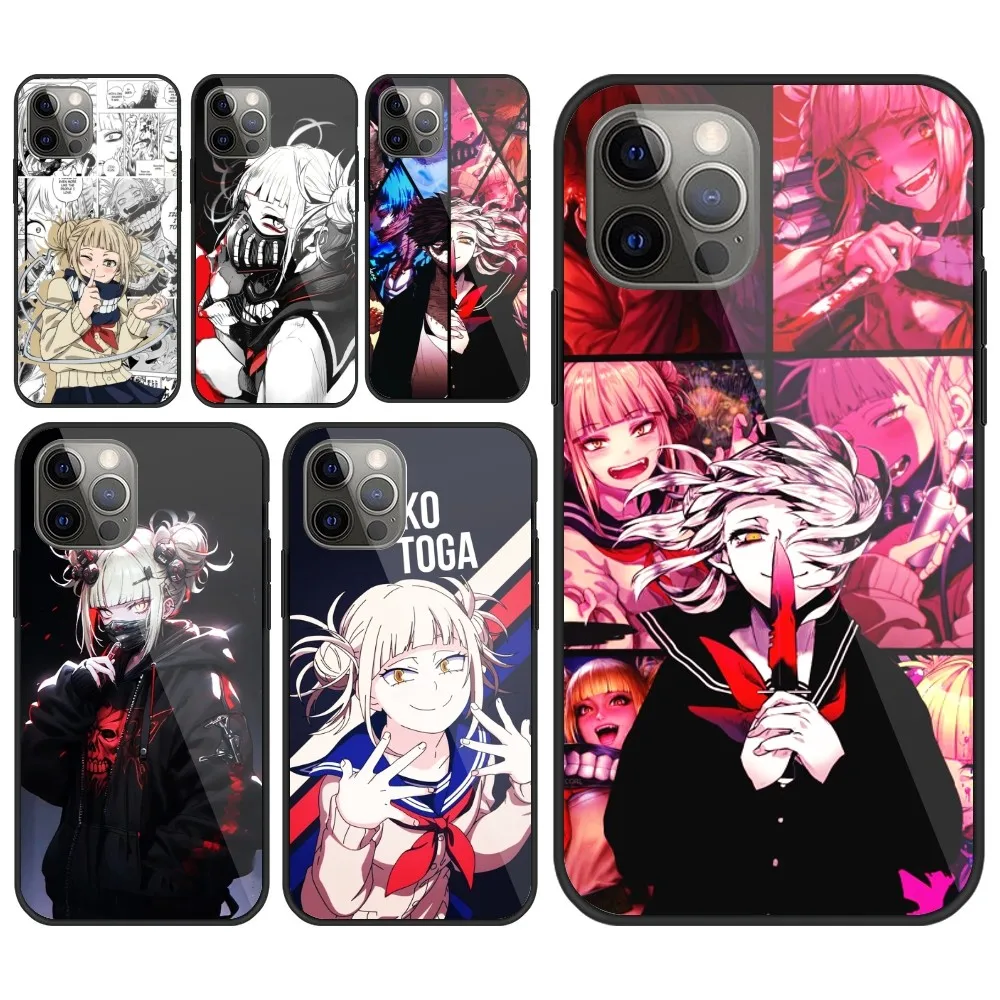 Hero Academia Himiko Toga Cell Phone Case for iPhone 15 14 13 12 11 XS X 8 7 6 Plus Mini Pro Max SE 2022 PC Glass Cover Funda