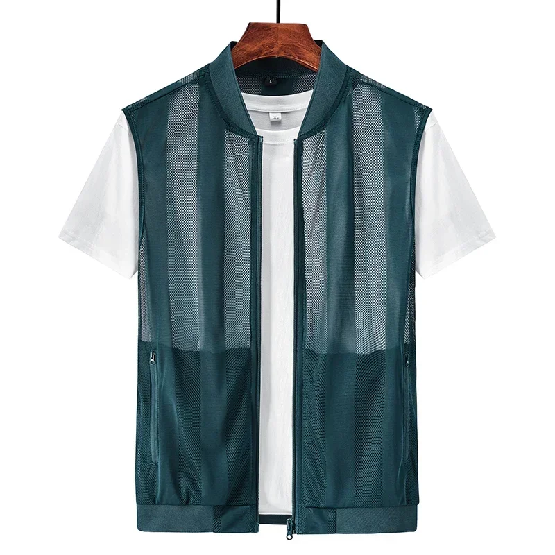 New Summer Mens Mesh Hollow Ultra-thin Waistcoat Fashion Quick Dry Fishing Hiking Travel Military Vest Jackets Men Tops