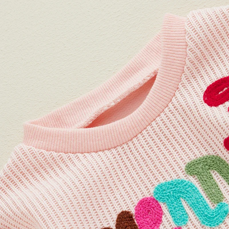 Christmas Newborn Baby Girls Boys Warm Sweaters 0-24M Letter Embroidered Long Sleeve Round Neck Knitted Pullover Casual Tops