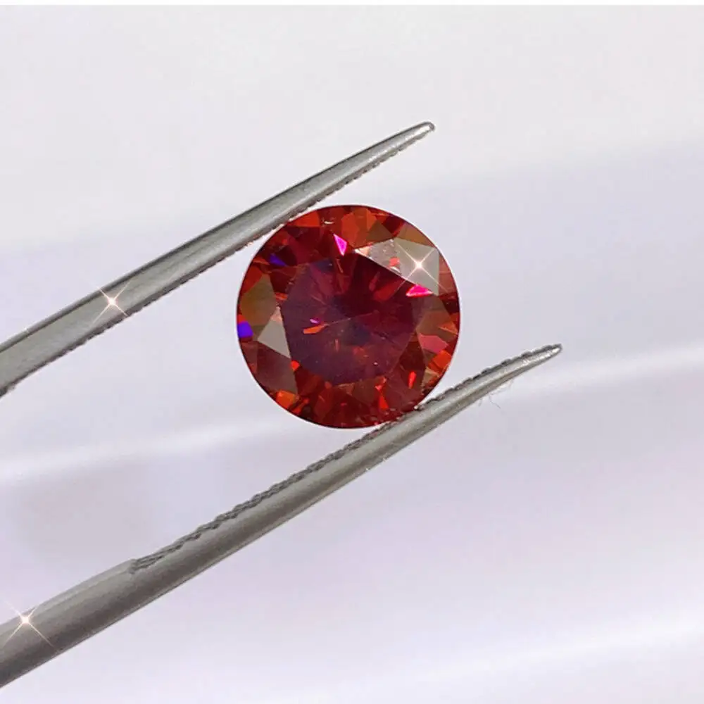 جولة 3-11 مللي متر العقيق الأحمر مويسانيتي السائبة بالجملة أحجار كريمة مفكوكة مع شهادة أحجار عالية الجودة DIY بها بنفسك صنع المجوهرات