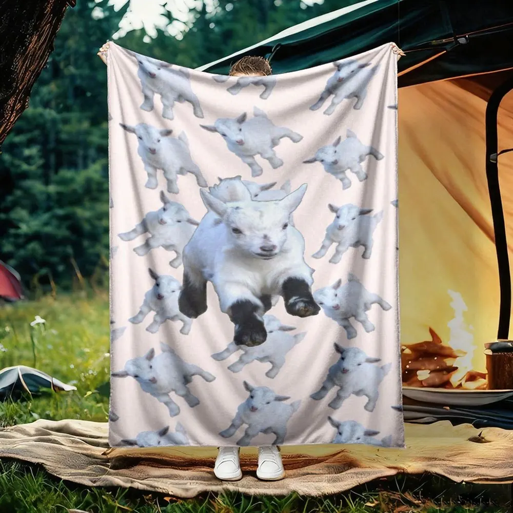 Large Lamb Sheep Print Throw Blanket 150x200cm Ultra Soft Cozy Nursery Bedding Cute Farm Animal Decoration Gift