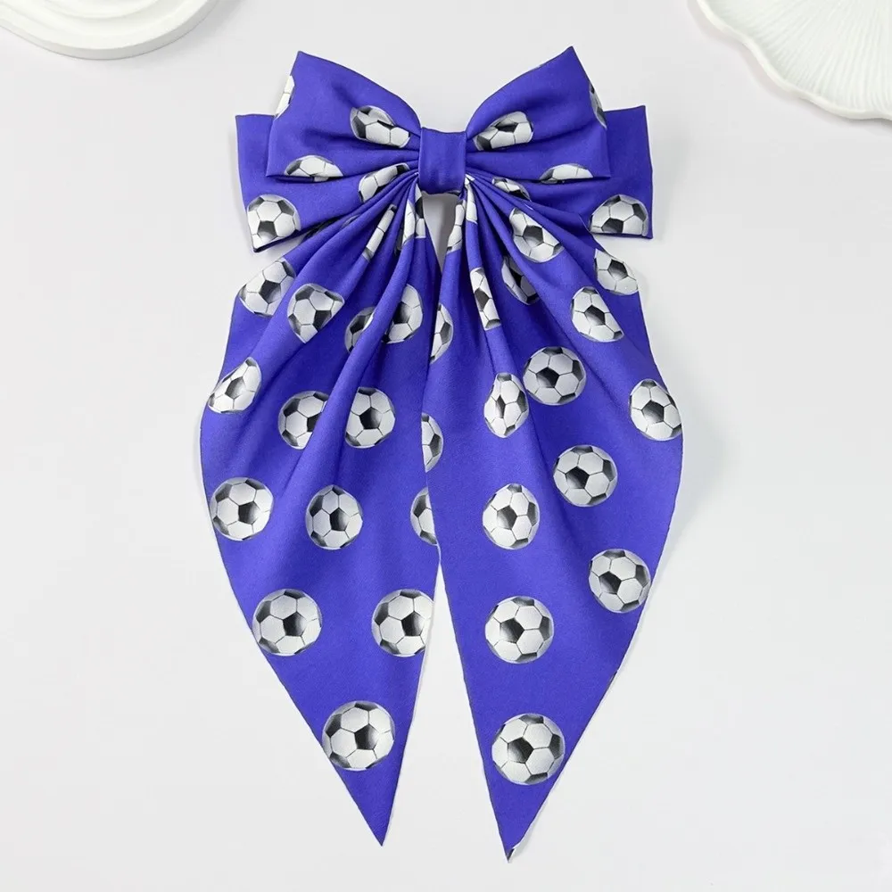 Gift Colorful Football Pattern Bow Hair Clip Elastic Fashion Fabric Ribbon Hair Rope Cute Soft Fashion Hair Accessories Fan Gear
