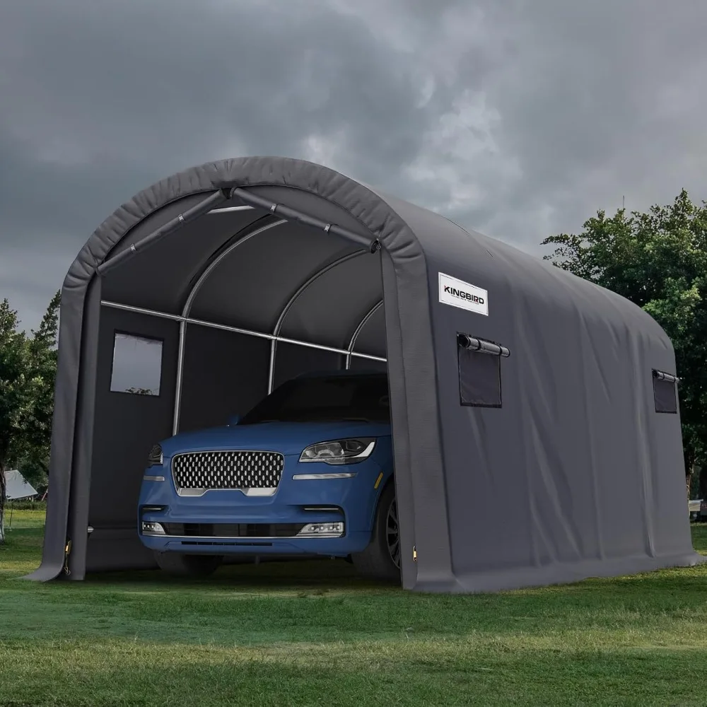

10' x 20' Heavy Duty Carport with Roll-up Ventilated Windows Round Style Outdoor Instant Garage Anti-Snow Car Canopy with Reinf