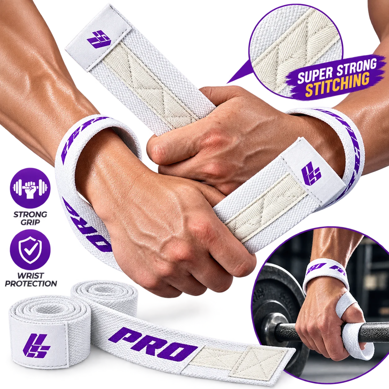 Weight Lifting Straps Wrist Support Gym Deadlift Pull Up Strength Training Workout Fitness Men Women