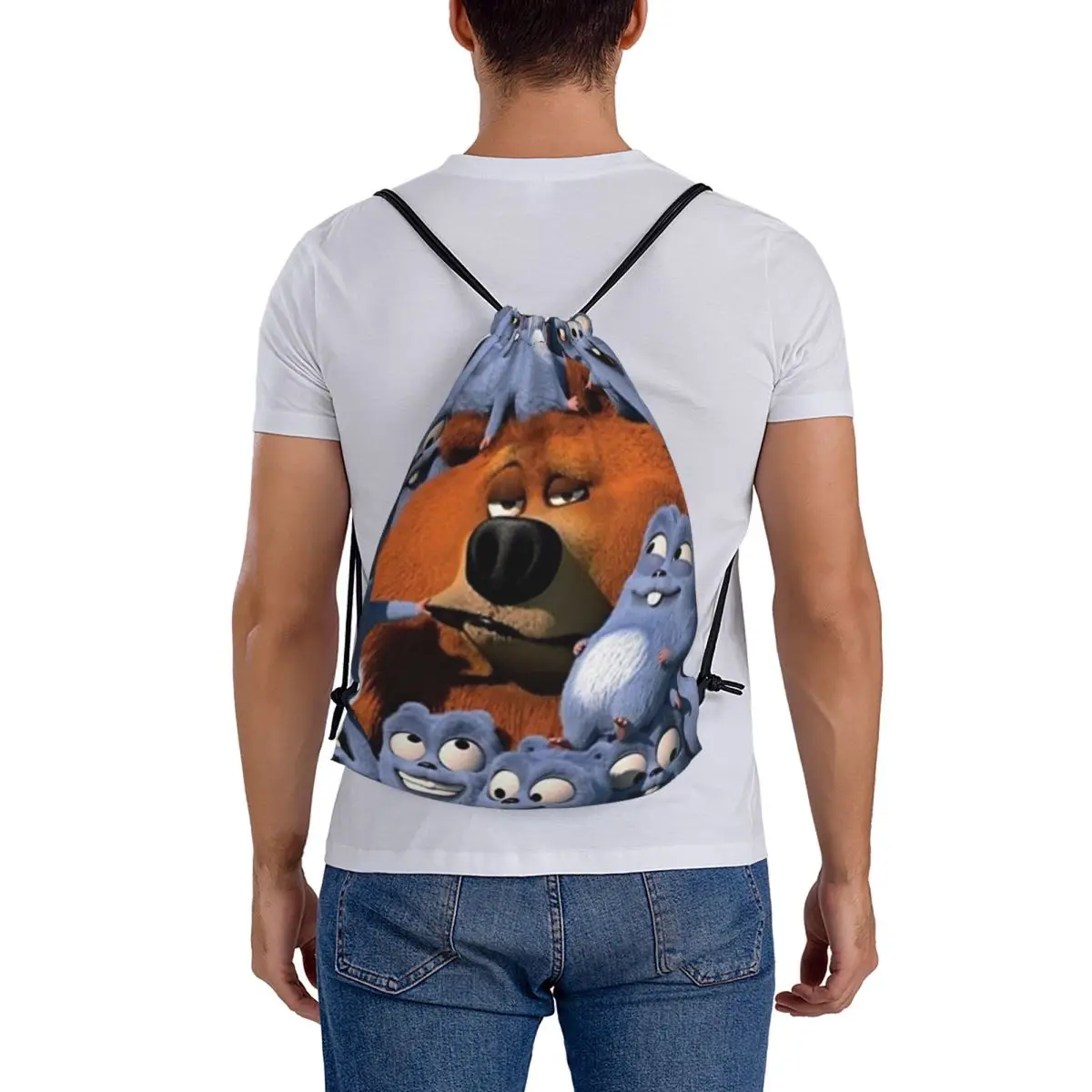 

Grizzy And The Lemmings Backpacks Casual Drawstring Bundle Pocket Sports Bag Book Bags for Man Woman Students