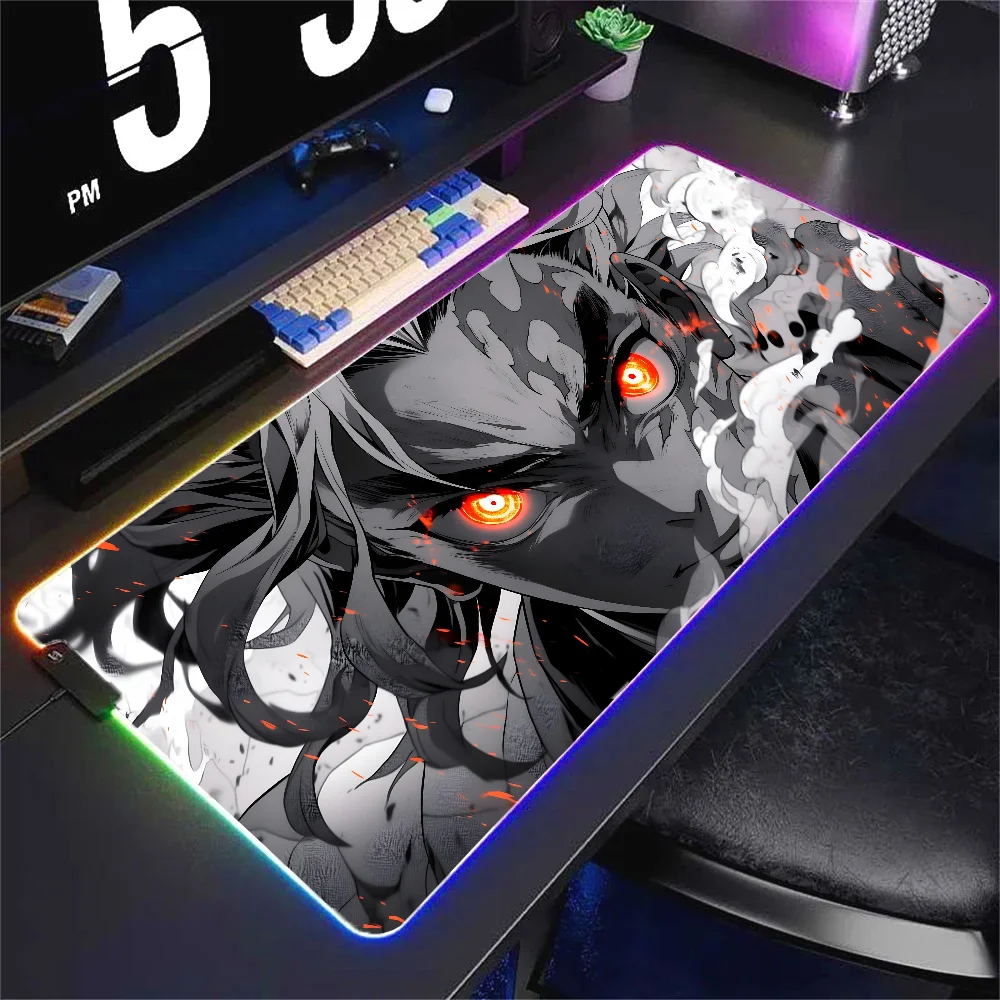 R-Rengoku K-Kyoujurou Mousepad XXL RGB Gaming Mouse Pads HD Black Gamer Accessories Large LED