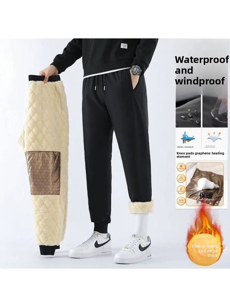 

Warm Thiened Fce Lined Cotton Trousers for Men And Women Winter Sports Riding Mountain Climbing Loose Fit Straight Leg P...